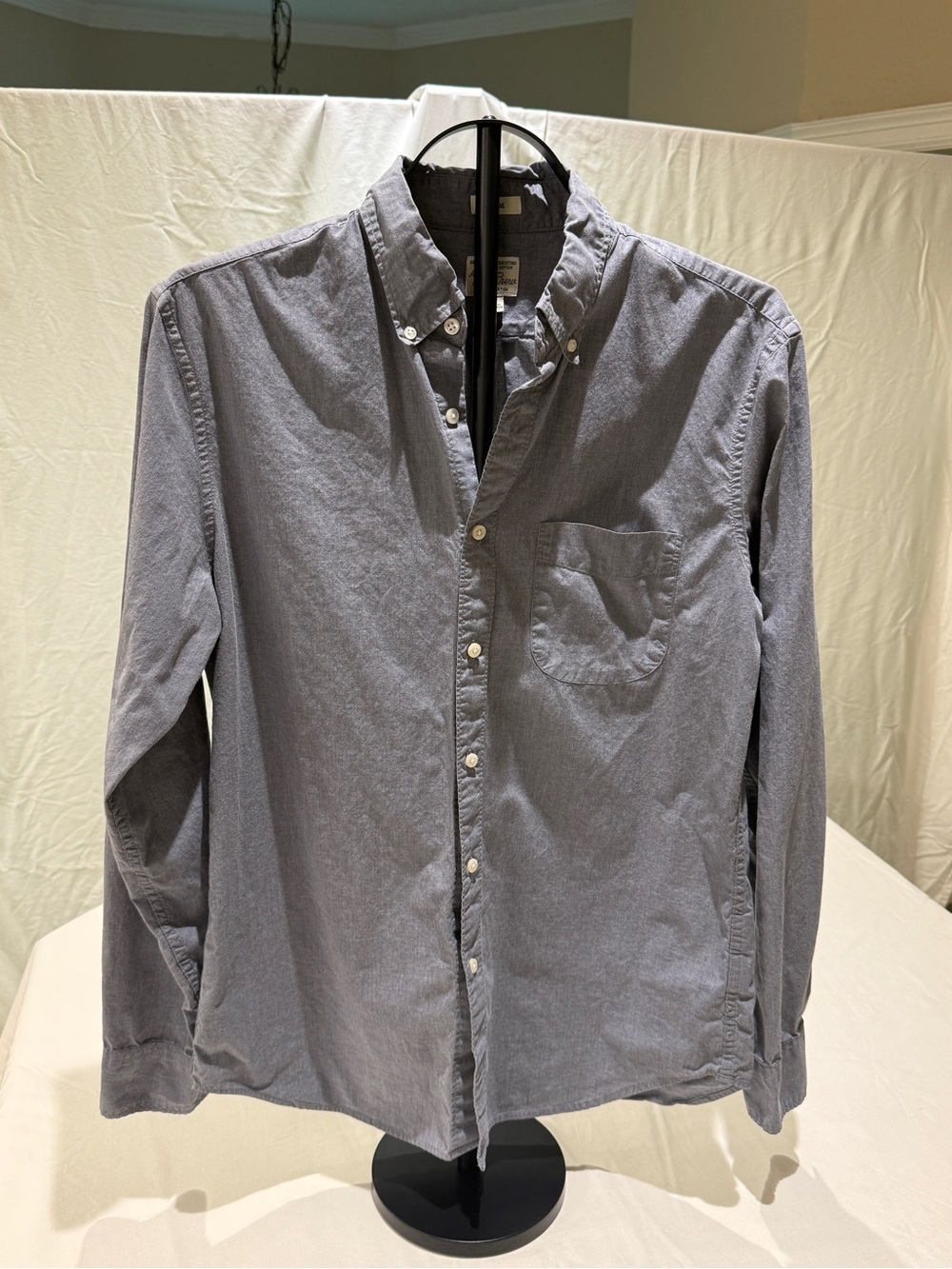 J. Crew Organic Men's Button-Down Shirt in Slate Gray